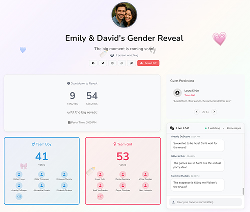 Gender Reveal Party Dashboard